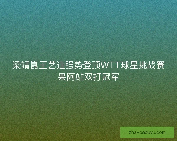 梁靖崑王艺迪强势登顶WTT球星挑战赛果阿站双打冠军